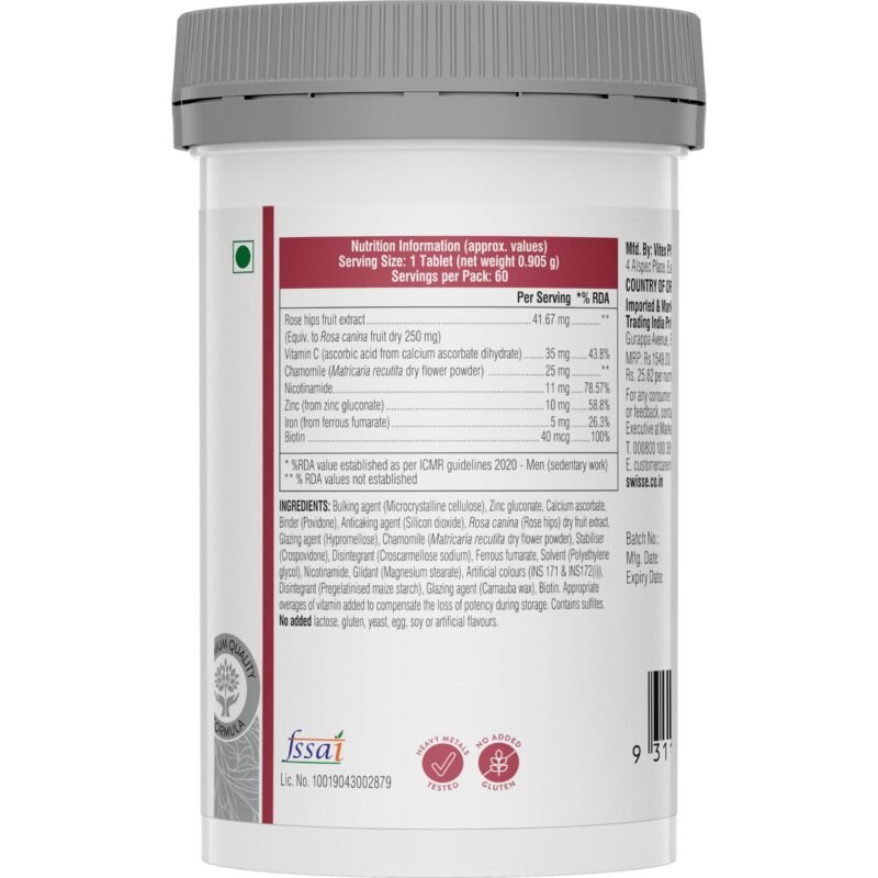 Swisse Beauty Hair Skin Nails+ with Vitamin C and Biotin for Healthy hair, Radiant Skin and Stronger Nails - 60 Tablets (Vegan Supplement) - Image 7