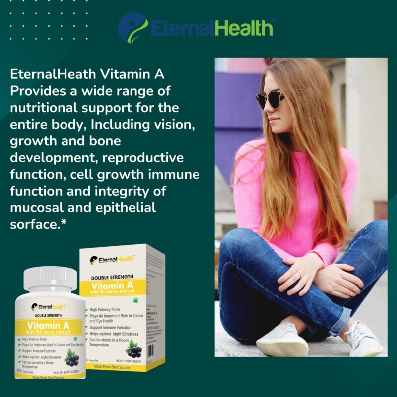 EternalHealth Vitamin A (Double Strength) with Bilberry Extracts and Retinyl palmitate Extracts- High Potency Form - Supports Healthy Vision & Immune System and Healthy Growth – 90 Veg Capsules - Image 5