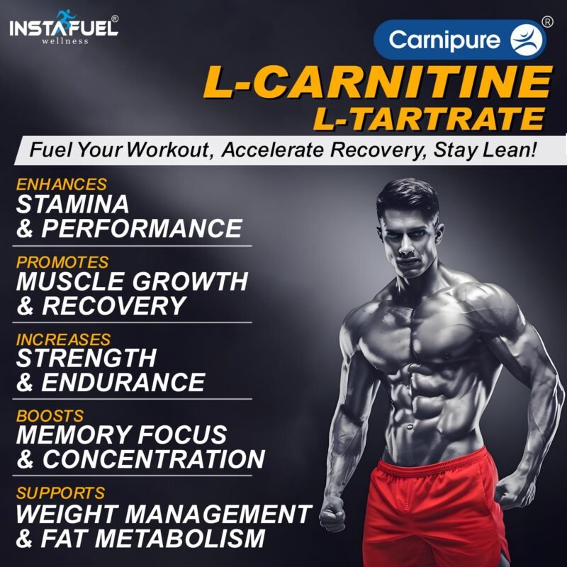 Instafuel Carnipure® L-Carnitine L-Tartrate 1000mg - Ultimate Pre & Post Workout Supplement for Energy Production, Weight Management, Muscle Recovery, Boost Performance & Brain Power, 60 Tablets - Image 5