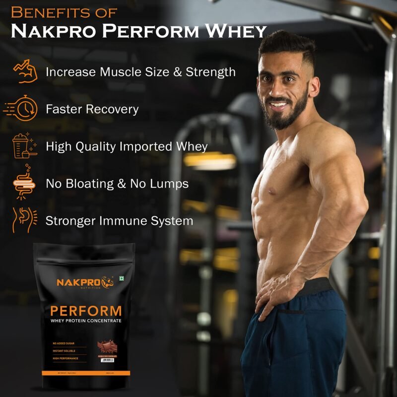 NAKPRO Perform Whey Protein Concentrate 1kg DoubleRich-Chocolate | 24g Protein, 5.3g BCAA | Trustified Certified 100% Authentic Supplement Powder & No Adulteration | Fast Absorbing Whey Protein Powder - Image 2