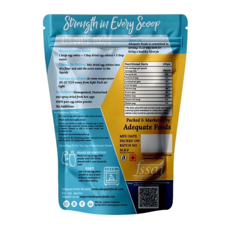 Adequate Foods Egg White Powder Pack of 2 (500 gm + 500 gm) No Additives, Just One Ingredient Homogenized, Pasteurized, Gluten-Free | 2 min breakfast | 125 Omelets - Image 5