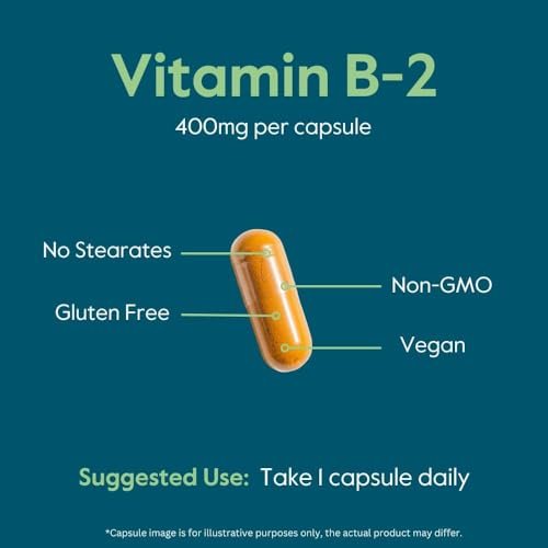 Vitamin B-2 (Riboflavin) 400mg (120 Vegetarian Capsules) - No Stearates - Vegan - Non GMO - Gluten Free - Image 2