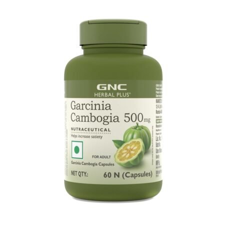 GNC Herbal Plus Garcinia Cambogia | 60 Capsules | Aids in Weight Loss | Controls Hunger Pangs | Helps Reduce Bad Fats | Improves Serotonin Level | Formulated in USA | 500mg Per Serving