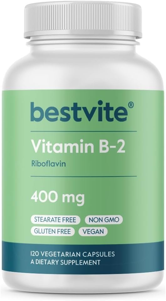 Vitamin B-2 (Riboflavin) 400mg (120 Vegetarian Capsules) - No Stearates - Vegan - Non GMO - Gluten Free