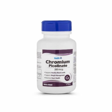 Healthvit Chromium Picolinate 200mcg | Supports Healthy Metabolism | Supports Healthy Blood Sugar Level | Supports Healthy Heart | Essential For Weight Management | Vegan And Non-GMO | 60 Capsules