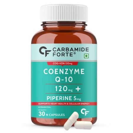Carbamide Forte Coenzyme Q10 (Coq10 Supplement) 120Mg Supplement With Piperine 5Mg | Coq 10 120Mg Supports Heart Health & Cellular Energy 30 Capsules