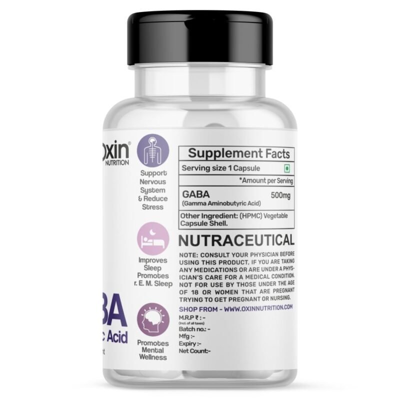Oxin Nutrition GABA Gamma aminobutyric acid 500 mg Pure Series (30 Capsules) - Image 7