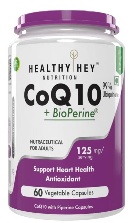 HealthyHey Nutrition High Absorption CoQ10 with BioPerine-125mg -Pack of 60 Capsules