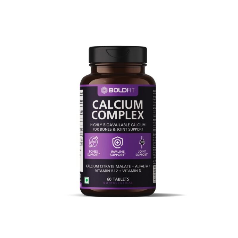 Boldfit Calcium Complex Supplement 1000mg With Alfalfa For Women And Men. Calcium Citrate Malate With Vitamin D2 And B12. Ideal For Immunity, Bone And Joint Support. (60 Vegetarian Tablets), 60 count
