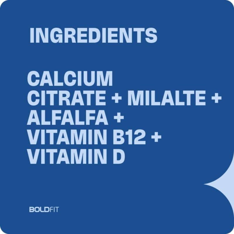Boldfit Calcium Complex Supplement 1000mg With Alfalfa For Women And Men. Calcium Citrate Malate With Vitamin D2 And B12. Ideal For Immunity, Bone And Joint Support. (60 Vegetarian Tablets), 60 count - Image 7