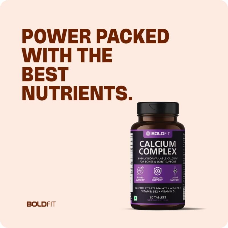 Boldfit Calcium Complex Supplement 1000mg With Alfalfa For Women And Men. Calcium Citrate Malate With Vitamin D2 And B12. Ideal For Immunity, Bone And Joint Support. (60 Vegetarian Tablets), 60 count - Image 4