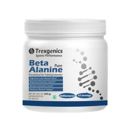 Trexgenics BETA-ALANINE Pure Powder (62 Servings) Lean Muscle Mass, Exercise Volume & Intensity, Endurance (250 gm)