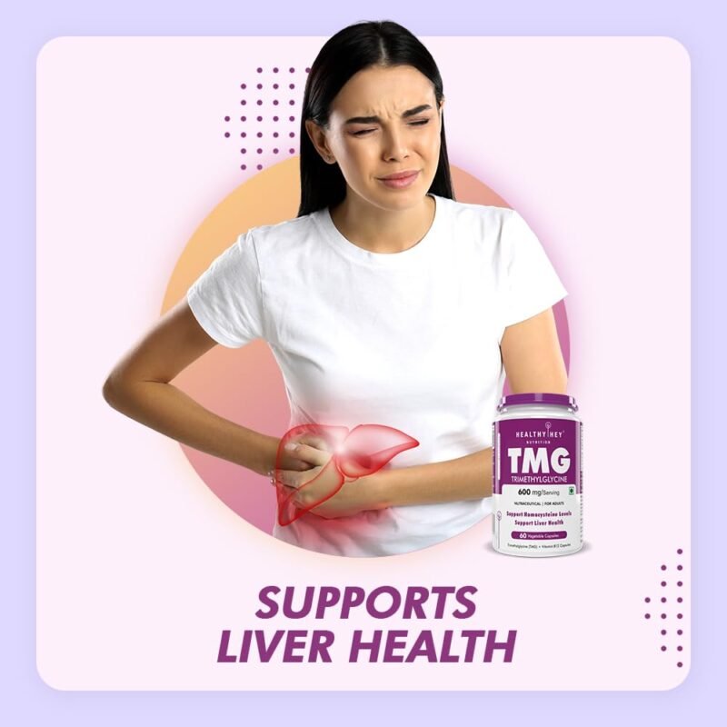 HealthyHey Nutrition TMG trimethylglycine with Vitamin B12-600mg/serving - 60 vegetable capsules - Image 3