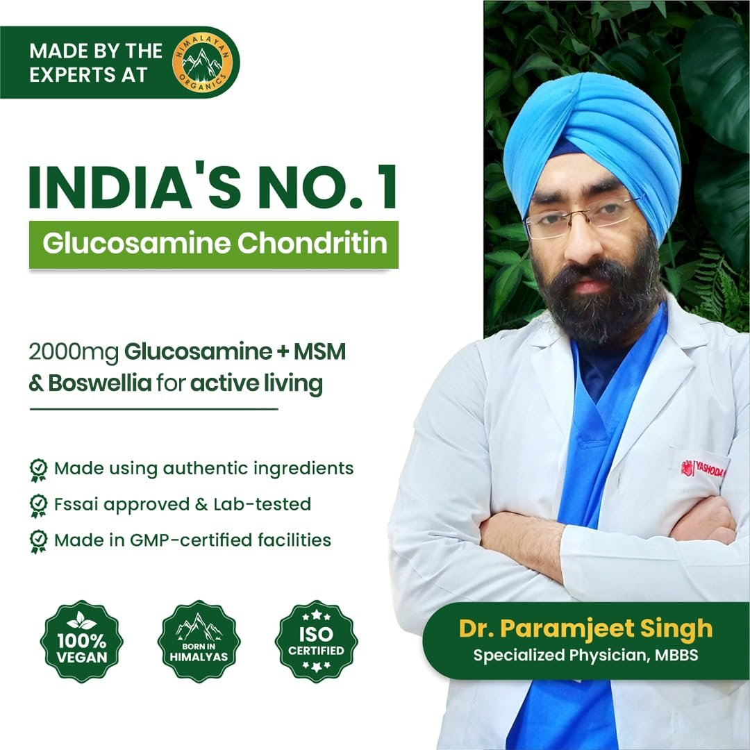 Vlado’s Himalayan Organics Glucosamine Chondroitin MSM with Boswellia | Cartilage & Joint Support Supplement | Glucosamine for Joint Relieves Pain and Stiffness - 90 Vegetarian Tablet - Image 6