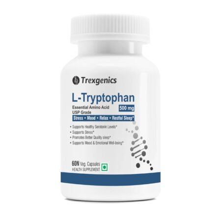 Trexgenics L-TRYPTOPHAN 500mg Essential amino acid, Stress, Mood, Relax, Restful Sleep Support (60 Vcaps) (1)