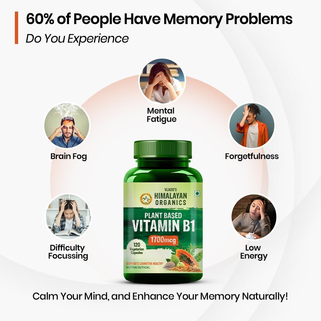 Vlado's Himalayan Organics Plant-Based Vitamin B1 | Rich in Antioxidants | Supports Memory And Energy (120 Capsules) - Image 6