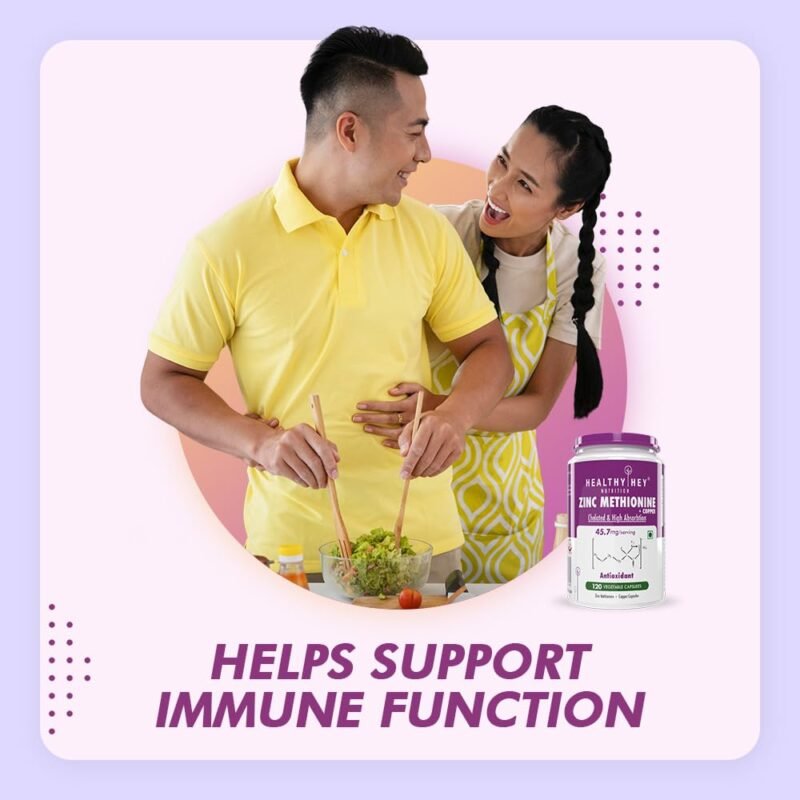 Healthyhey Nutrition Zinc Methionine Plus Copper, Supports Immune and Antioxidant Protection - 120 Veg Capsules - Image 8