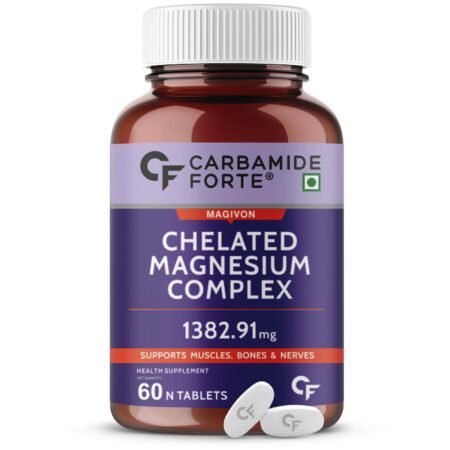 Carbamide Forte Chelated Magnesium Citrate Oxide Supplement | Triple Magnesium Supplement Supports Bones Muscles & Nerves 1382.91mg Per Serving - 60 Veg Tablets