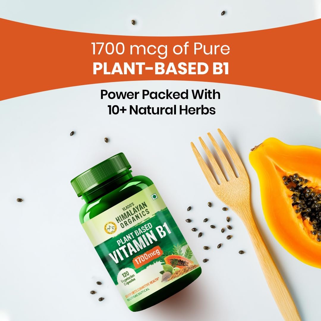 Vlado's Himalayan Organics Plant-Based Vitamin B1 | Rich in Antioxidants | Supports Memory And Energy (120 Capsules) - Image 5