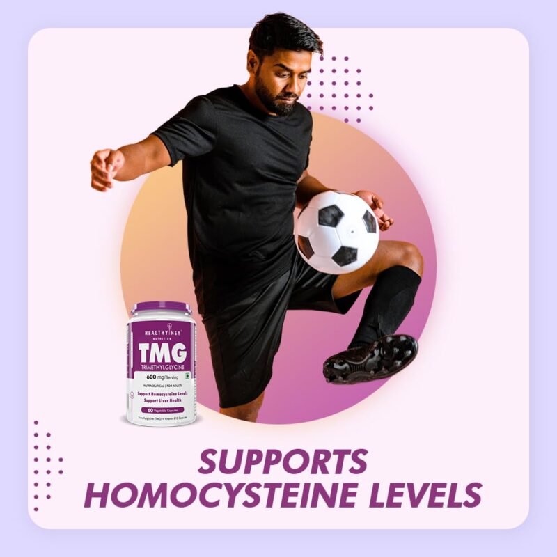 HealthyHey Nutrition TMG trimethylglycine with Vitamin B12-600mg/serving - 60 vegetable capsules - Image 4