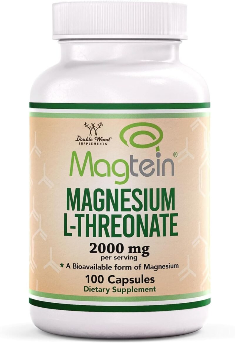 ATHNIKA NUTRITIONS Magnesium L Threonate Capsules (Magtein) – High Absorption Supplement – Bioavailable Form for Sleep and Cognitive Function Support – 2,000 mg – 100 Capsules