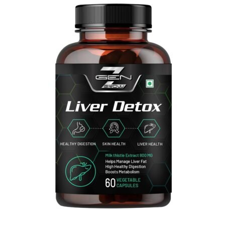 GenZ Grow Liver Detox Supplement with Milk Thistle Extract 800mg (30:1) N-Acetyl Cysteine | Beetroot (beta Vulgaris) | Support Fatty Liver and helps Detoxification & Digestion|60 Vegetable Capsule