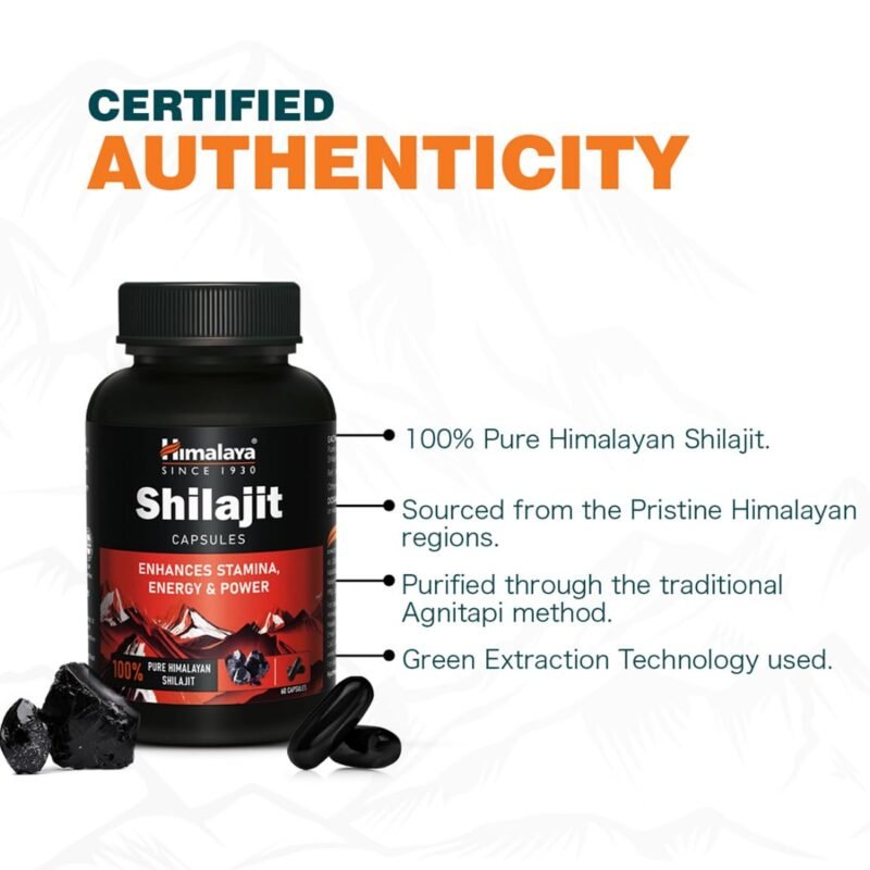 Himalaya Shilajit | 100% Pure Shilajit I 60 Capsules | Enhances Stamina, Energy, and Power | Supports Healthy Testosterone Levels - Image 4