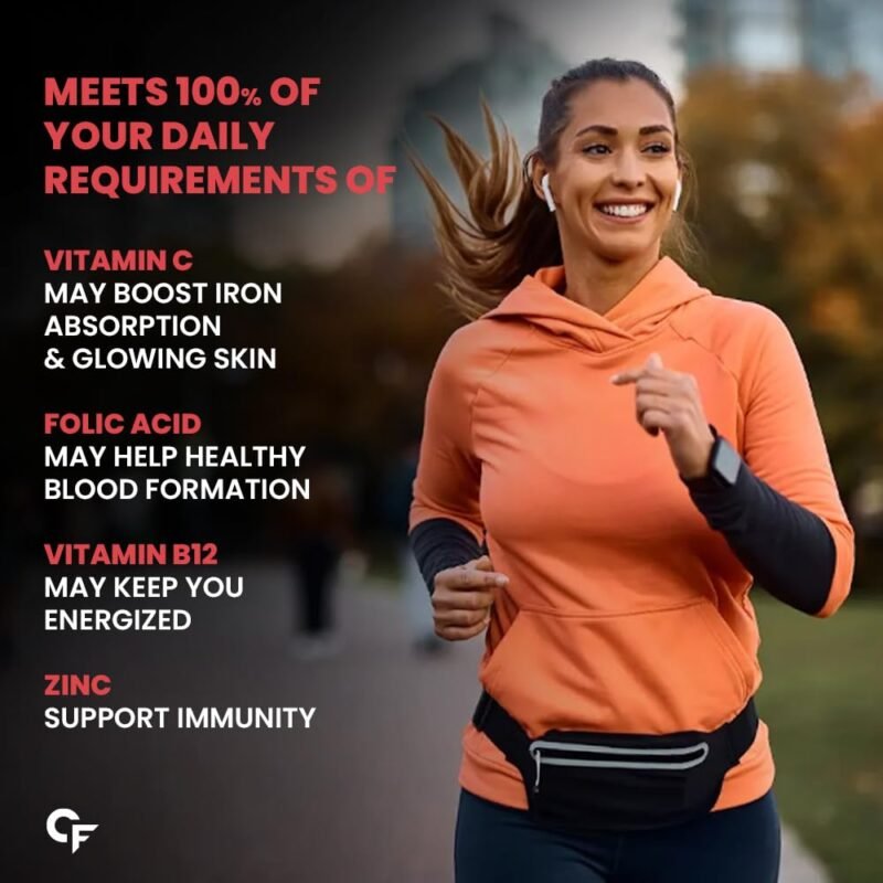Carbamide Forte Chelated Iron Supplement for Women and Men | Folic Acid Tablets for Pregnancy | Hemoglobin Booster | 60 Veg Tablets for Hair Growth with Iron Bisglycinate - Image 7