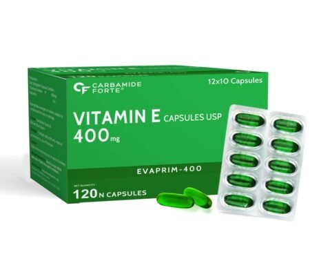 Carbamide Forte 400 mg Vitamin E Capsules for Face and Hair | 100% Natural Vitamin E Supplement with Vitamin E Oil | Paraben Free - 120 Capsules