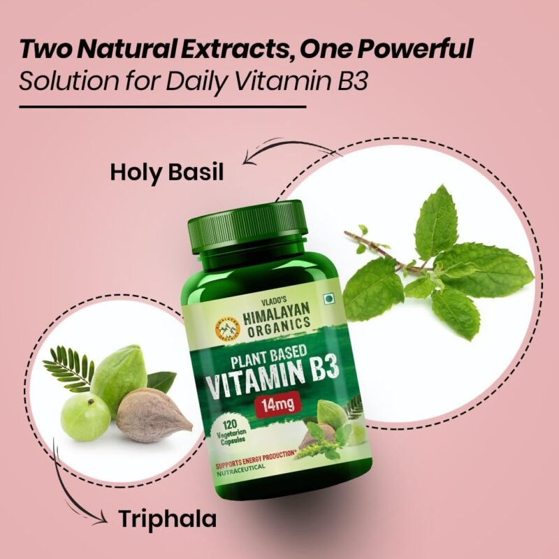 Vlado's Himalayan Organics Plant-Based Vitamin B3 | Supports Healthy Skin and Heart 120 Capsules - Image 7