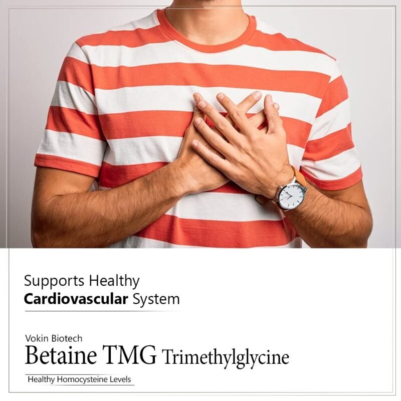 Vokin Biotech Betaine Trimethylglycine (TMG) for Support Healthy Homocysteine Levels (90 Capsules) - Image 2