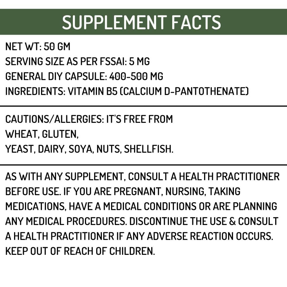 Hollywood Secrets Pure Provitamin B5 Calcium D Pantothenate powder 50gm - Image 3