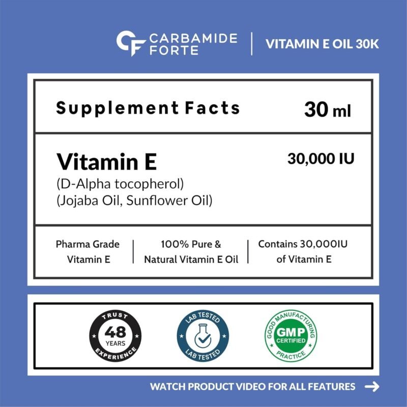 Carbamide Forte Vitamin E Oil For Face & Hair | Vitamin E for skin | Vitamin E supplement | Vitamin E Oil | 30000 IU |30ml - Image 11