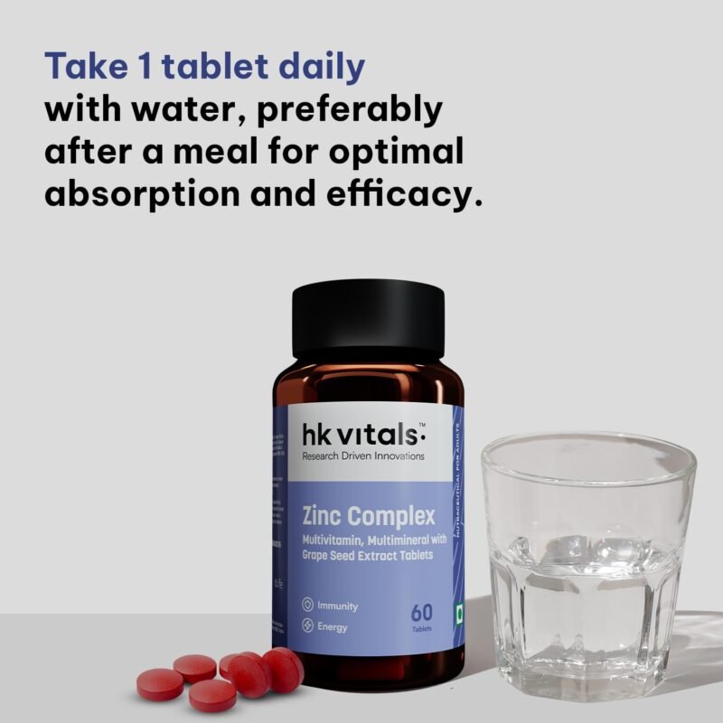 HealthKart hk vitals Zinc Supplements (60 Tablets) | With Vitamin C, Vitamin D3, Multivitamin and Multimineral | Immunity Boosters For Adults - Image 8