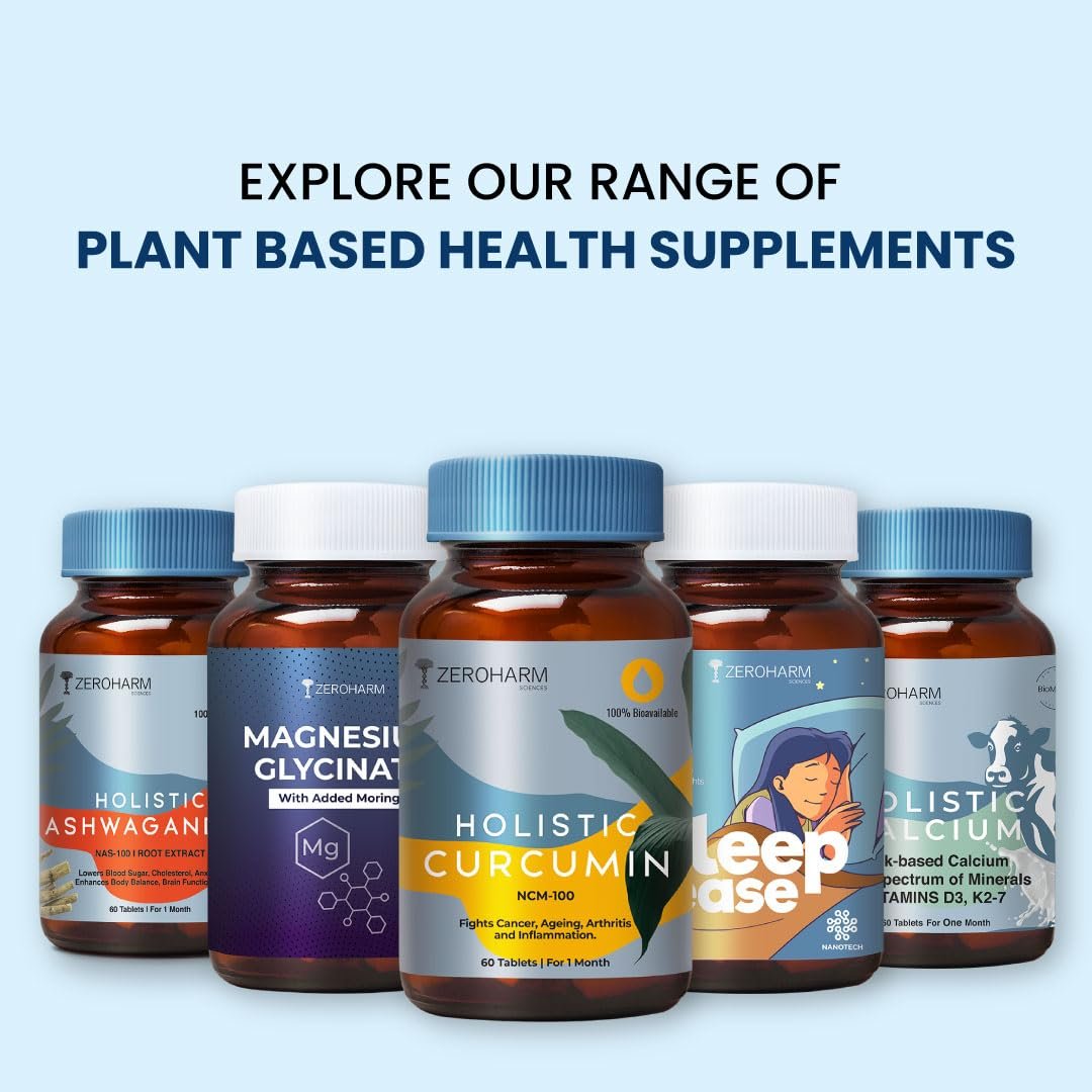 ZEROHARM Holistic Curcumin with 95% Curcuminoids & Piperine - Turmeric Supplement for Joint Pain, Inflammation Support, Antioxidant & Immunity Booster for Men, Women - Nano Formulated 60 Tablets - Image 2