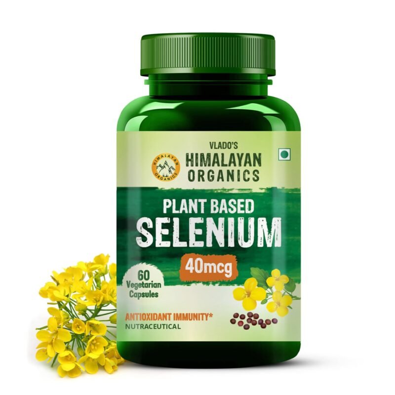 Vlado’s Himalayan Organics Plant Based Selenium 40mcg | Good For immune Support | Promote Heart Health And Cardiovascular System - 60 veg Capsules