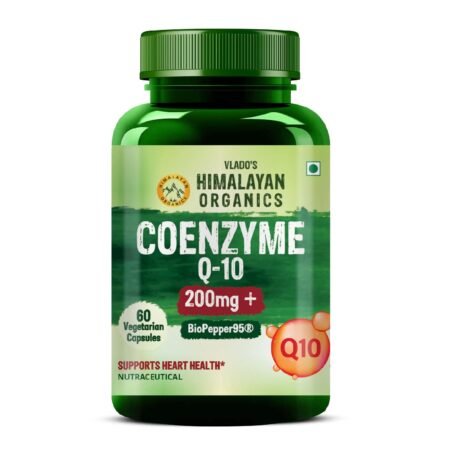 Vlado's Himalayan Organics CoQ10-200mg With BioPepper - 5mg, COENZYME Q-10 Supplement | High Absorption I Highest Strength CoQ10 In Single Capsule I For Men And Women - 60 Veg Capsules