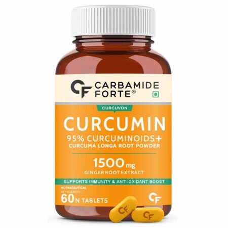 Carbamide Forte Curcumin Tablets with Piperine and 95% Curcuminoids | Anti inflammatory Supplement for Adults | With Curcuma Longa, Turmeric & Ginger Root extract | 60 Veg Tablets
