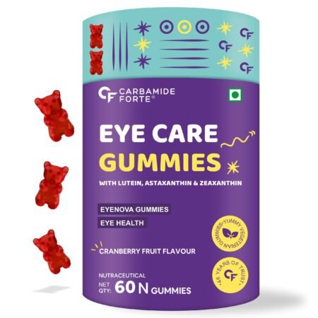 Carbamide Forte Eye Supplement Gummies | Lutein and Zeaxanthin Supplements For Women & Men | Lutein 10mg, Zeaxanthin 2mg & Astaxanthin 2mg | Eye Supplements to Improve Vision | 60 Veg Eye Gummies