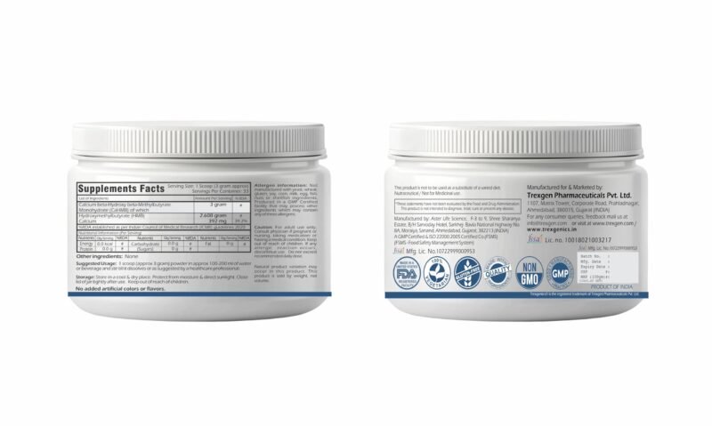Trexgenics HMB CALCIUM PURE POWDER (ß-Hydroxy ß-Methylbutyrate Calcium), Lean Muscle Mass, Strength, Exercise Performance (33 Servings) (100 gram) - Image 8