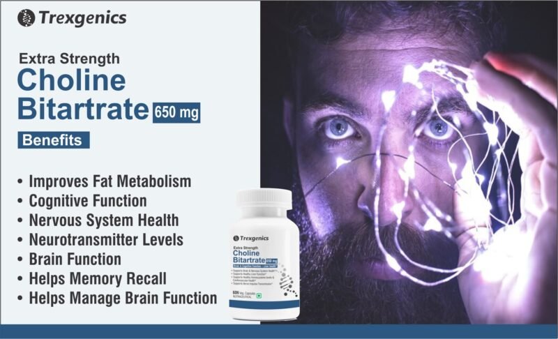 Trexgenics CHOLINE BITARTRATE 650 mg Cognitive Function, Fat Metabolism, Brain & Nervous System Health Support VEGAN & NON-GMO (60 Veg. Capsules) (Pack of 1) - Image 4