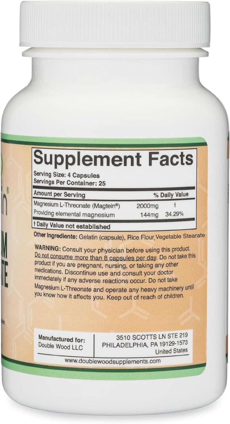 ATHNIKA NUTRITIONS Magnesium L Threonate Capsules (Magtein) – High Absorption Supplement – Bioavailable Form for Sleep and Cognitive Function Support – 2,000 mg – 100 Capsules - Image 6