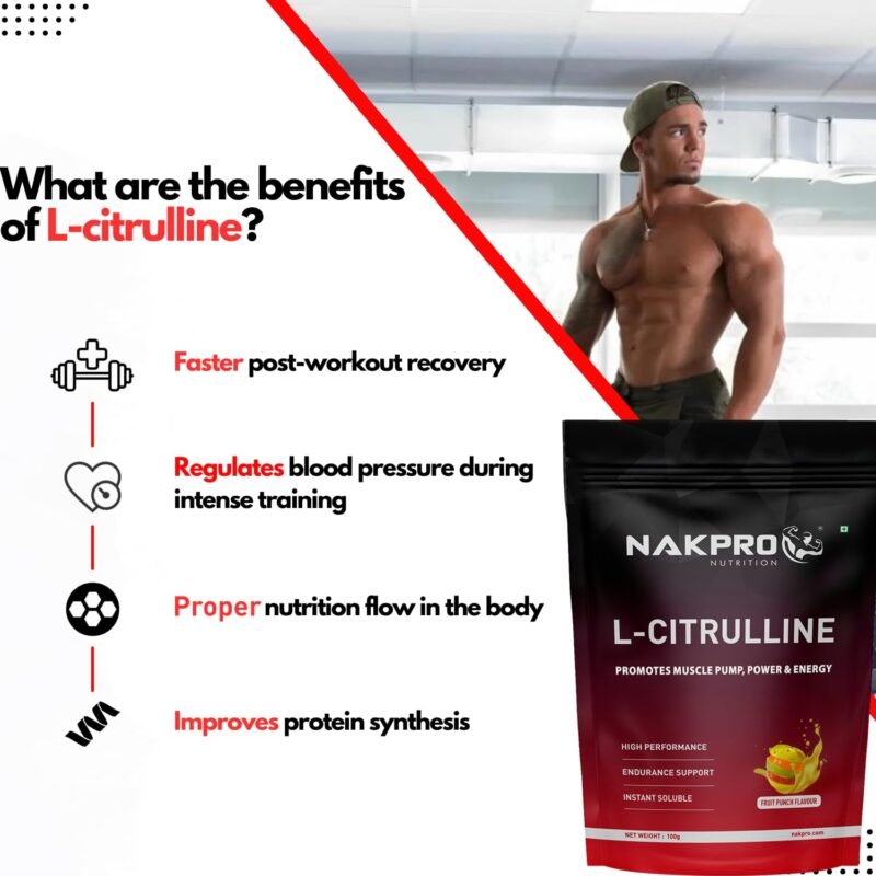 NAKPRO Nutrition Pure L-Citrulline Powder,Boosts Nitric Oxide & Muscle Growth (Fruit Punch,100 G),1 Count,33 Servings - Image 5