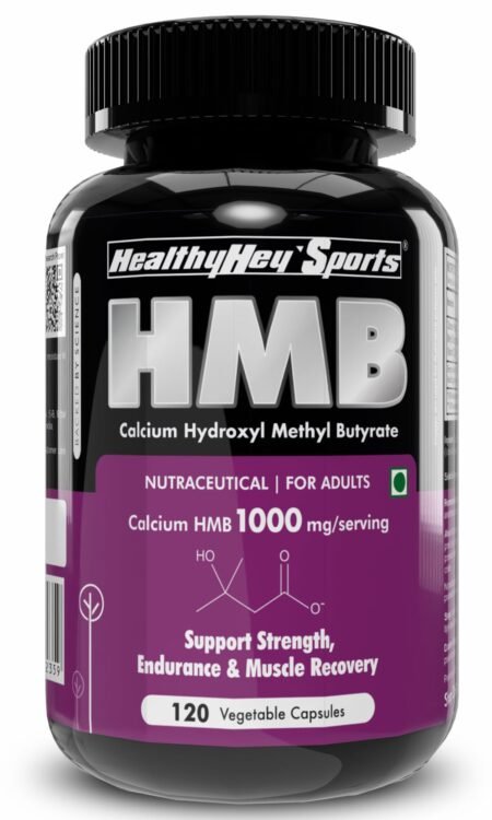 HealthyHey Sports HMB Calcium Hydroxyl Methyl Butyrate 1000mg/serving (120 Capsules) - 500mg Per Capsule, 60 Servings - Gluten Free and Non-GMO