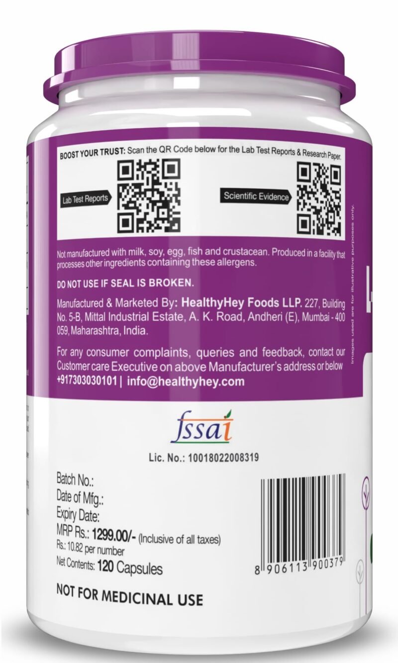 HealthyHey L Glutamine Capsules High Strength-120 Capsules - Image 2