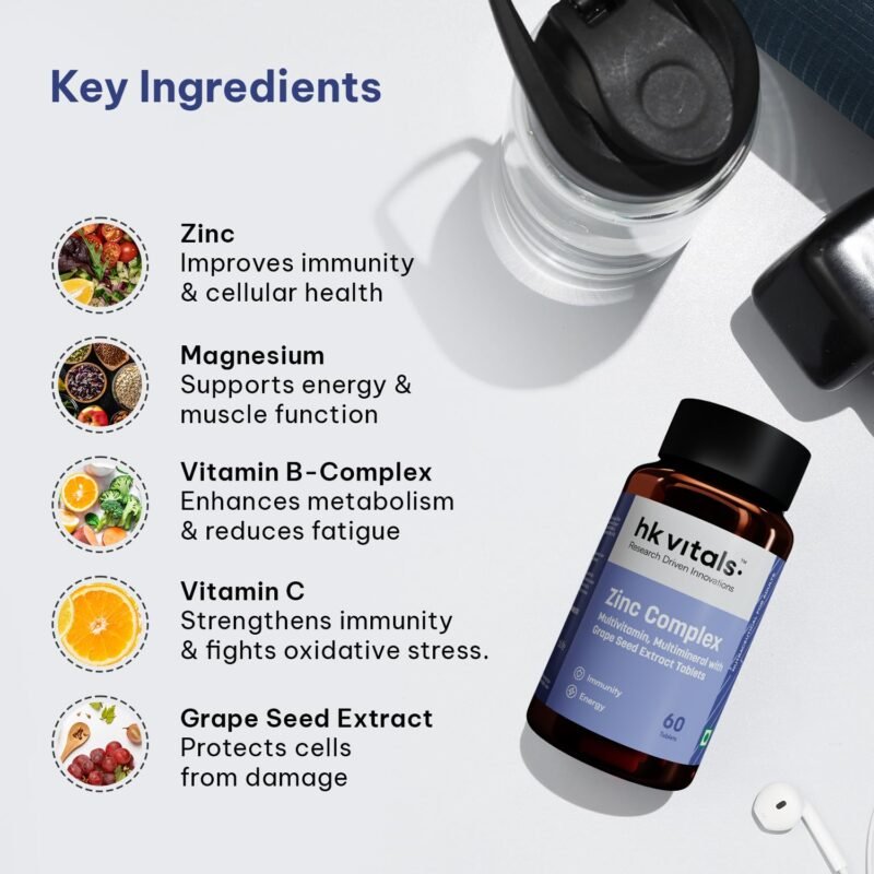 HealthKart hk vitals Zinc Supplements (60 Tablets) | With Vitamin C, Vitamin D3, Multivitamin and Multimineral | Immunity Boosters For Adults - Image 5