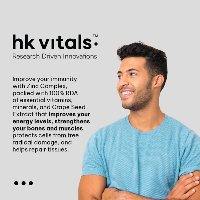 HealthKart hk vitals Zinc Supplements (60 Tablets) | With Vitamin C, Vitamin D3, Multivitamin and Multimineral | Immunity Boosters For Adults - Image 7