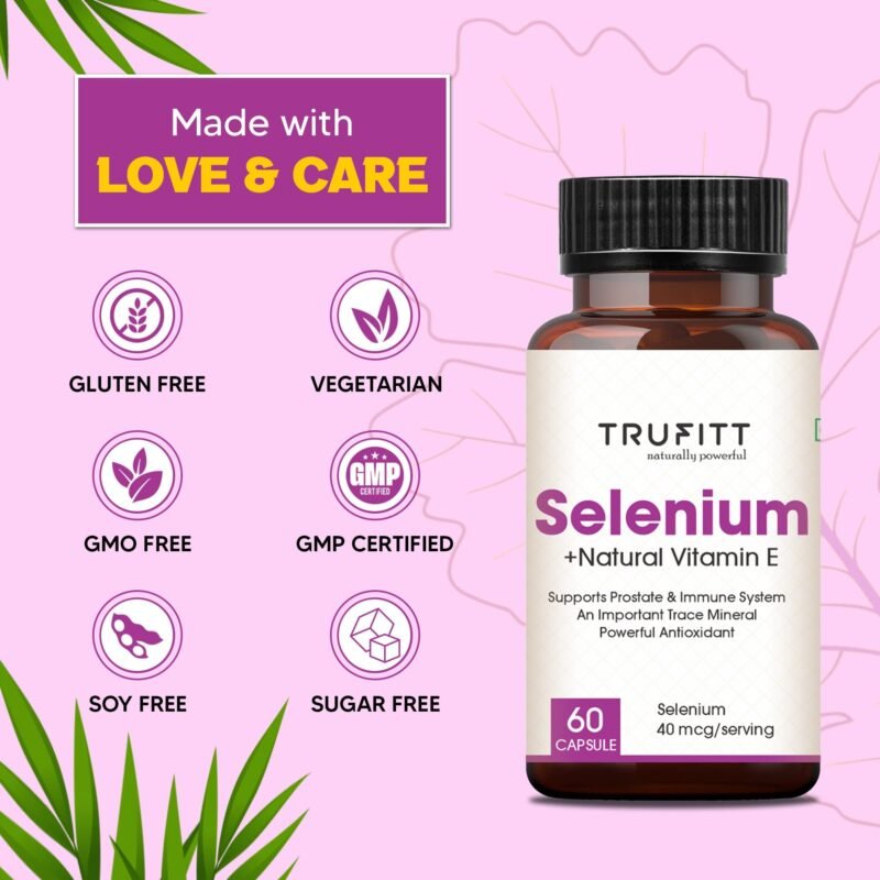 Trufitt Nutrition Selenium Capsules 40Mcg + Vitamin E 10Mg, With Green Tea Extract- Optimal Health, Antioxidant Supplement With Superior Absorption (60 Capsules) - Image 2