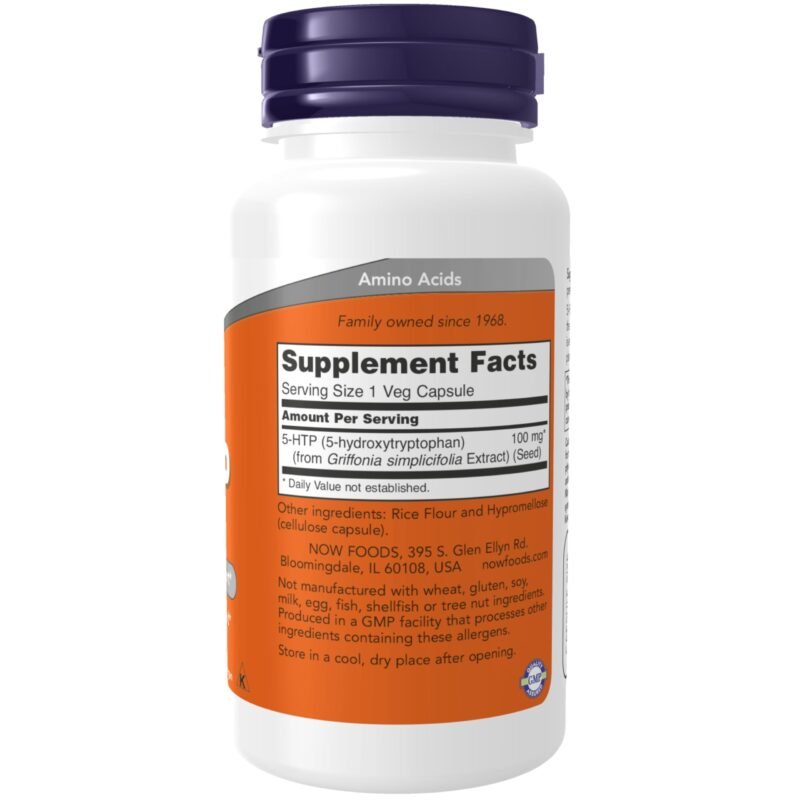 Now Foods 5 - HTP 100 Mg Neurotransmitter Support Capsules - 60 Veg Capsules - Image 8