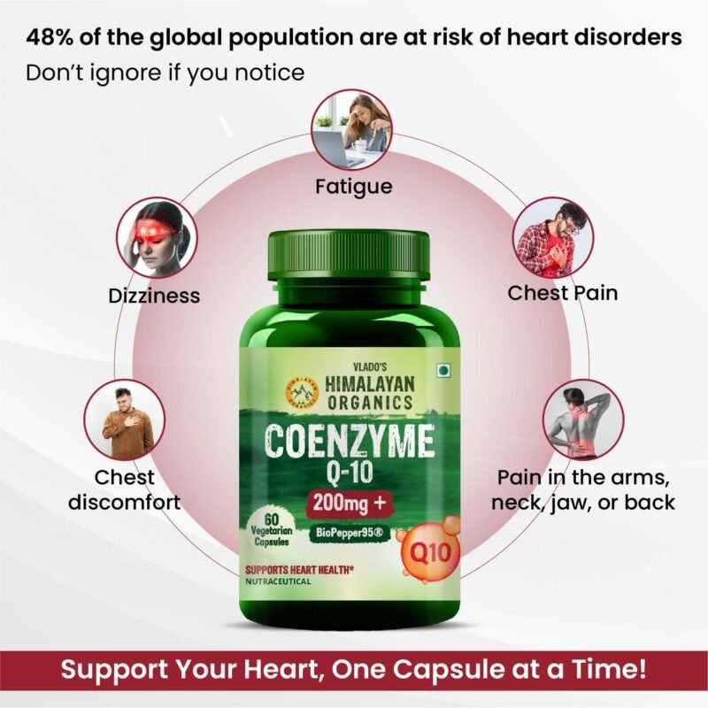Vlado's Himalayan Organics CoQ10-200mg With BioPepper - 5mg, COENZYME Q-10 Supplement | High Absorption I Highest Strength CoQ10 In Single Capsule I For Men And Women - 60 Veg Capsules - Image 6